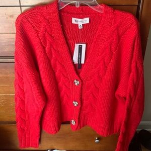 Red Philosophy Cardigan Cable Knit Sweater NWT Medium Valentine’s Sweater